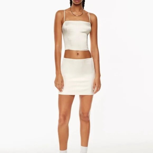 Aritzia Sunday Best Rocoo Satin Mini Skirt in Nature Green Size 6 - Picture 3 of 7